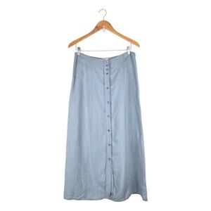 Vintage Talbots Linen Blend Button Down Maxi Skirt Sz 12 Cottagecore Minimalist